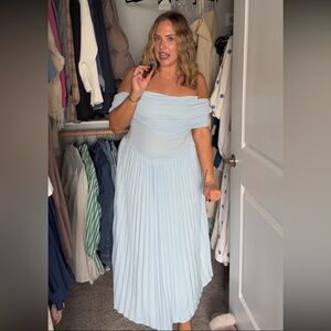 Elegant Off-Shoulder Light Blue Dress